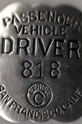 Photo of a San Francisco passenger vehicle driver badge